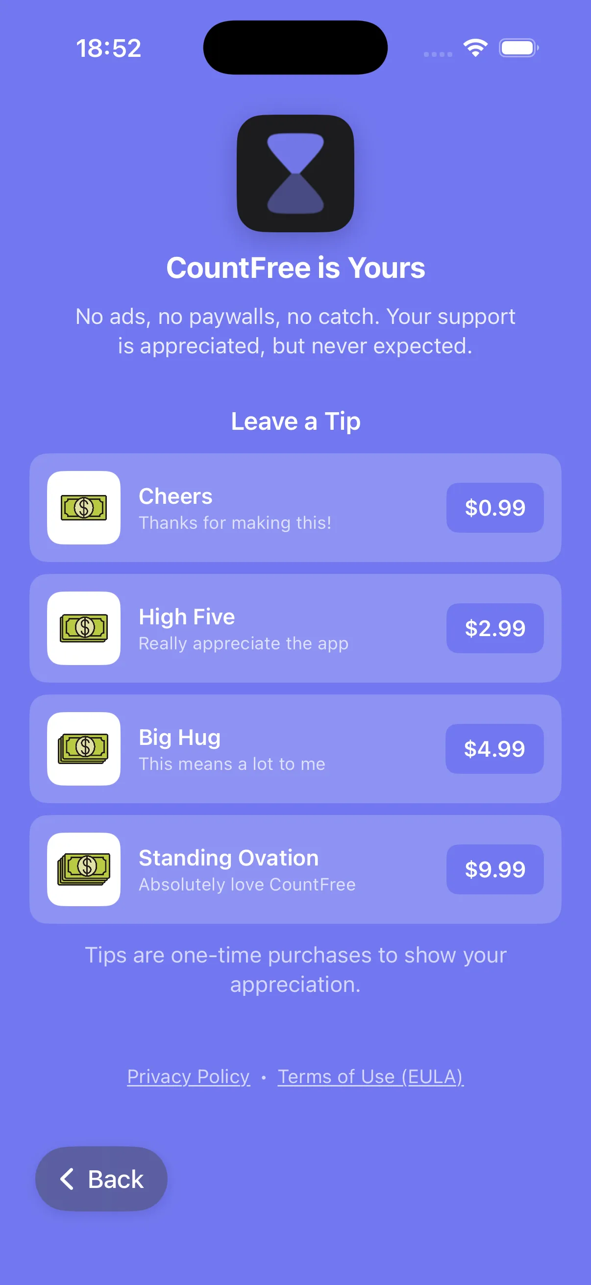 CountFree tip jar — support is appreciated, never required